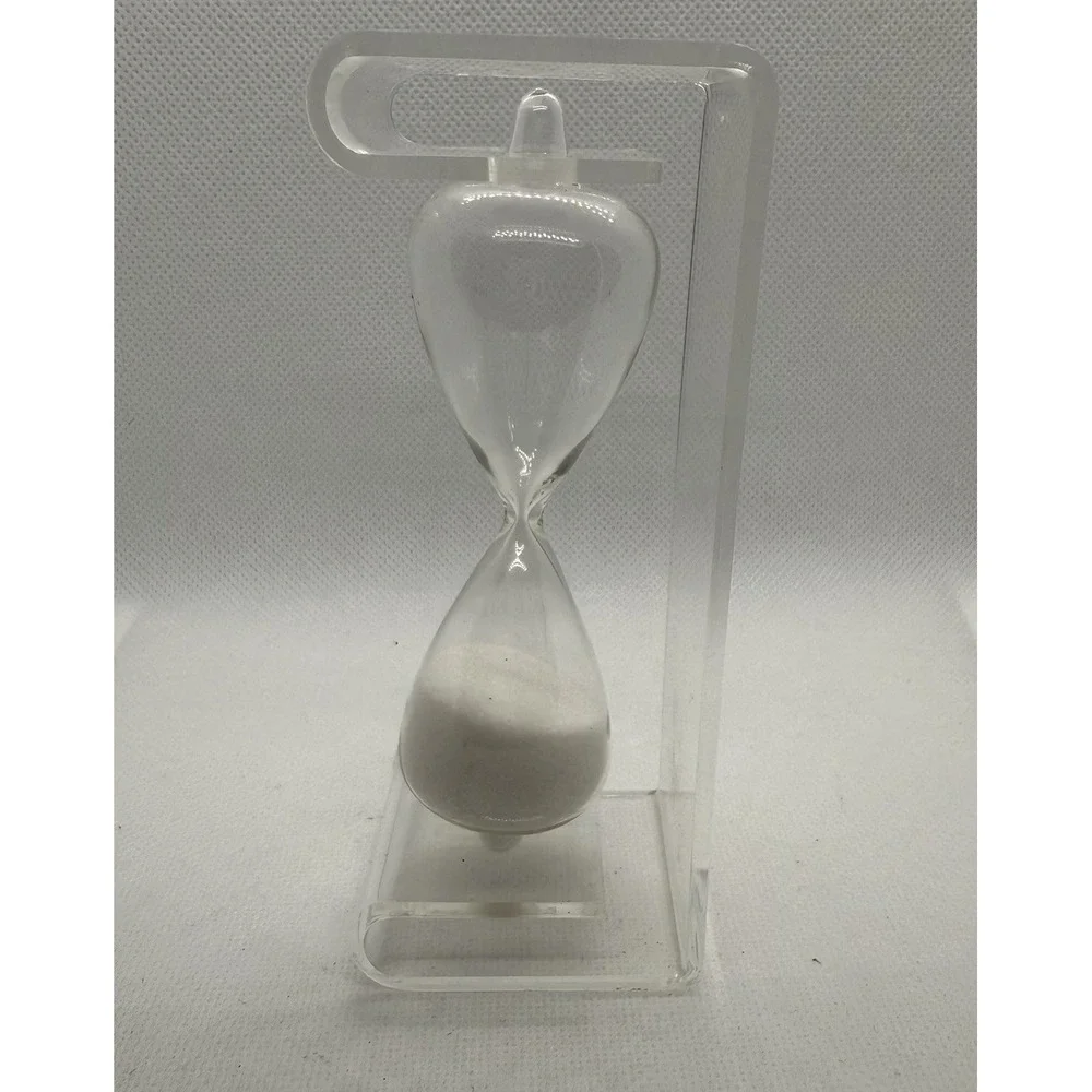 Vintage 5 Minute Hourglass Timer Plastic Frame Lucite Sand Chamber Desk Decor
